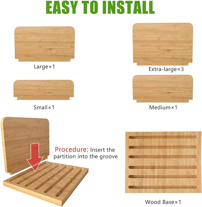 Deefielly Desk File Mail Organizer Countertop, 5 Slots Bamboo Folder Sorter Holder for Letter, Envelope, Paper, Bill Filing, Desktop Tray Organizer for Office & Home