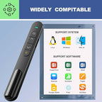 QUI Presentation Clicker for PowerPoint, RF 2.4GHz USB C Wireless Presenter Remote with Volume Control, PowerPoint Clicker Slide Advancer for Mac, Windows, Laptop, Keynote