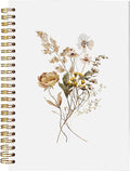 BitKan Vintage Boho Fall Floral Spiral Notebook, Cottagecore Wild Flower Journal, Pretty Journals for Women, Rustic Autumn Botanical Flower Notebook 5.5x8.3 Inch-367