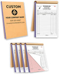 Custom Carbonless Invoice Book with Logo, Personalized Cover & Inner Pages, 2 Part NCR Receipt & Work Order Forms, Easy Tear, Writing Shield for Small Business (2-Part [White/Red], 10.24 * 7.48INCH)