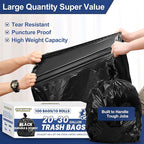 T.FORING 20-30 Gallon Trash Bags Black - 1.28 Mil Thick,30" x 35" Large Garbage Bags 100 Count，20+ Gallon Heavy Duty Trash Can Liners Unscented for Kitchen Home Office Commercial Outdoor