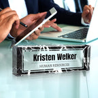 Custom Name Plate for Desk, Desk Name Plate Personalized, Office Decor for Women Men, Acrylic Desktop Accessories, Office Gifts for Coworkers Boss Teacher, Employee Appreciation Gifts (Black Marble)