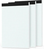 Zaviko Grid Paper Pads 8.5 x 11, 3 Pack, 4x4 Blue Quad Graph Paper Pads 8.5 x 11, White Quadrille Pad, Easy Tears Off, Cardboard Backing, Grid Notebook 8-1/2" x 11", 70 GSM Graft Paper, 30 Sheets/Pad