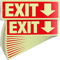 iSYFIX Exit Signs with Directional Down Arrow, Glow in the Dark, Photoluminescent Aluminum 12x4 Inch - 12 Pack, Laminated for UV & Weather Resistance, Ideal for Offices, Schools, Theaters & More
