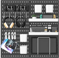 MULSAME Pegboard Combination Kit, 25.2" x 25.2" Wall Mounted Storage Set with 4 Pegboards & 20 Accessories Hanging, Peg Boards Organizer