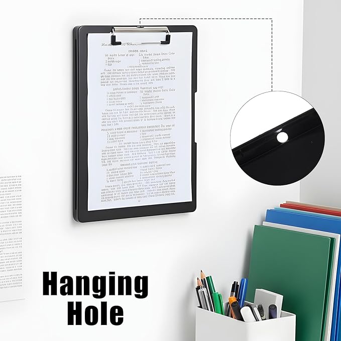 Afcabakila 3 Pack Clipboard with Storage, Foldable Clipboard Organizer with Pen Holder, Heavy Duty Plastic Writing Board for Nurse, Teacher, Student, Office Supplies, Black