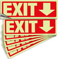 iSYFIX Exit Stickers Signs with Directional Down Arrow 6 Pack 12x4 Inch - Glow in the Dark Photoluminescent Vinyl for Office, School, Business, Warehouse - UV & Weather Resistant for Indoor/Outdoor Use