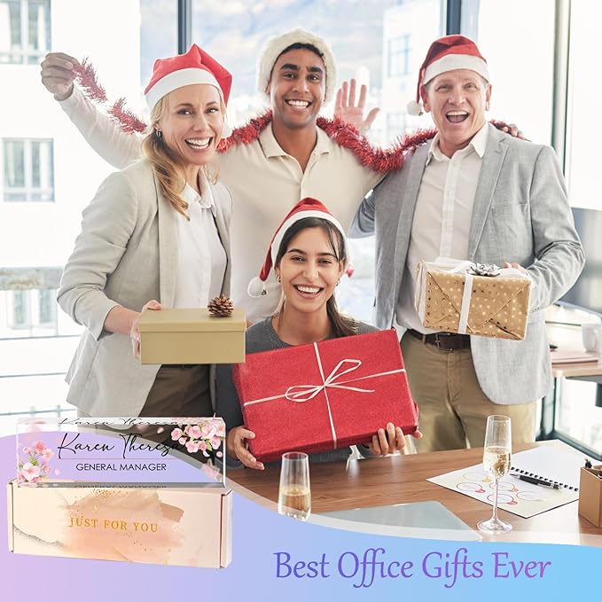 Custom Office Name Plate, Personalized Gifts for Women & Men, Appreciation Gifts for Employees, Office Desk Accessory (Pink Flower)