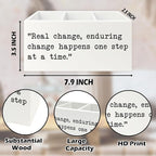 QZQE Inspirational Gifts Pen Pencil Holder Organizer for Desk, Inspirational Gifts for Women Men Wooden Box Signs Decorations for Home Office Desk Tabletop, Motivational Decor
