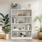 Farini 48 Inch Tall 4-Shelf Bookcase, Wood Bookshelf Storage Organizer Adjustable Shelf for Home Office, Study Room, Easy Assembly,White