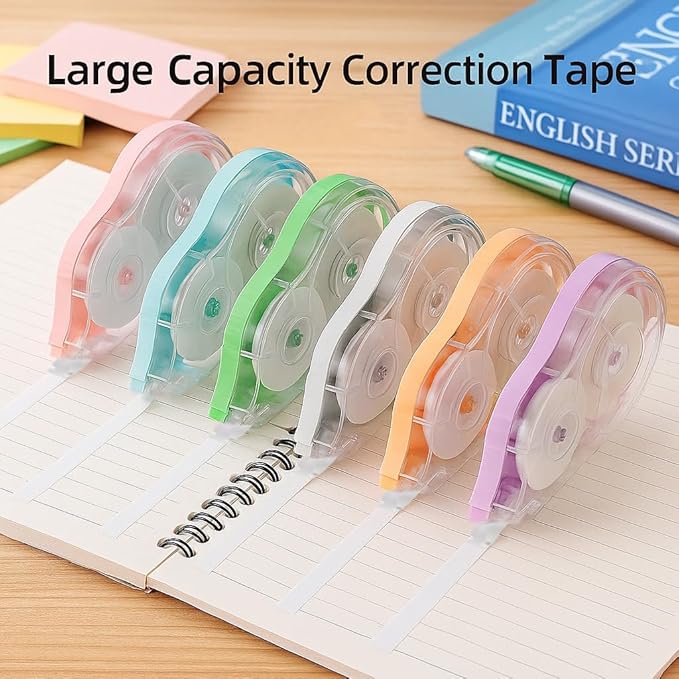 Aipker Correction Tape, Extra-Long 30 m (98 ft) Each – 590 ft Total, Easy-to-Use White Out Tapes Dispensers, High Capacity White Out Correct Tapes for School, Office or Home Use - 6 Pack