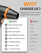 [Upgraded] Compressed Air Duster, 180000RPM High-Velocity Electric Air Duster with Stepless Speed Control, Rechargeable Portable Cordless Air Blower for Home, Car, Computer, and Keyboard Cleaning