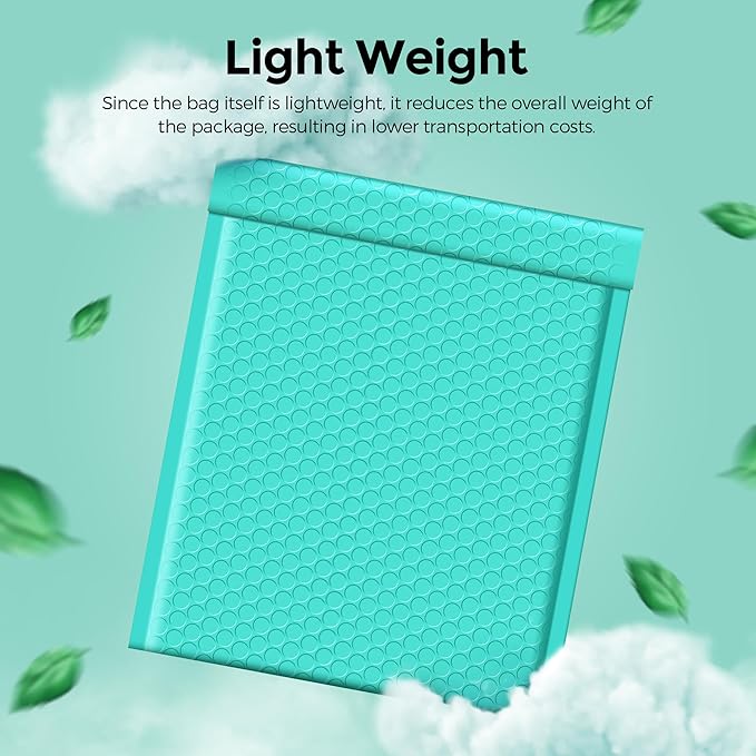METRONIC Bubble Mailers 8.5 x 11 Inch 40 Pack Teal Waterproof Bubble Mailer Padded Envelopes Cushioning Poly for Christmas Gift, Clothes, Makeup, Books, Small Business Supplies