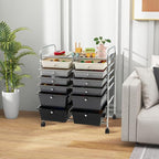 Happygrill 12-Drawer Rolling Storage Cart, Multipurpose Organizer Cart for Home Office School, Utility Cart with Wheels (Black Gradient)