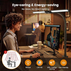 SIBRILLE Upgraded LED Desk Lamp for Home Office with RGB, Rotatable Computer Desk Light with Remote, Tall Table Lamp with Clamp for Working, Dimmable Dual Head Task Lighting for Monitor PC, 22W