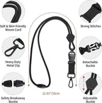 Fishent Breakaway Neck Lanyards for ID Badges, Adjustable Sturdy Round Cord Heavy Duty Key Lanyard with Detachable Buckle for Men Women Car Keys Card Holder (Black)