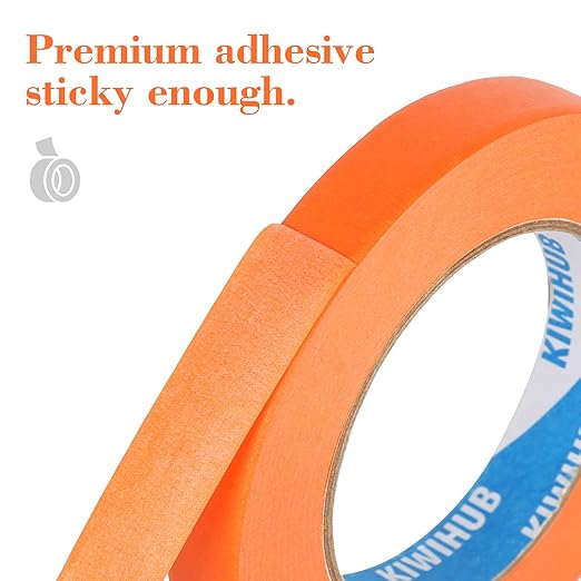 KIWIHUB Orange Painters Tape,1 inch x 60 Yards x 5 Rolls (300 Yards Total) - Medium Adhesive Masking Tape for Painting,Labeling,DIY Crafting,Decoration and School Projects
