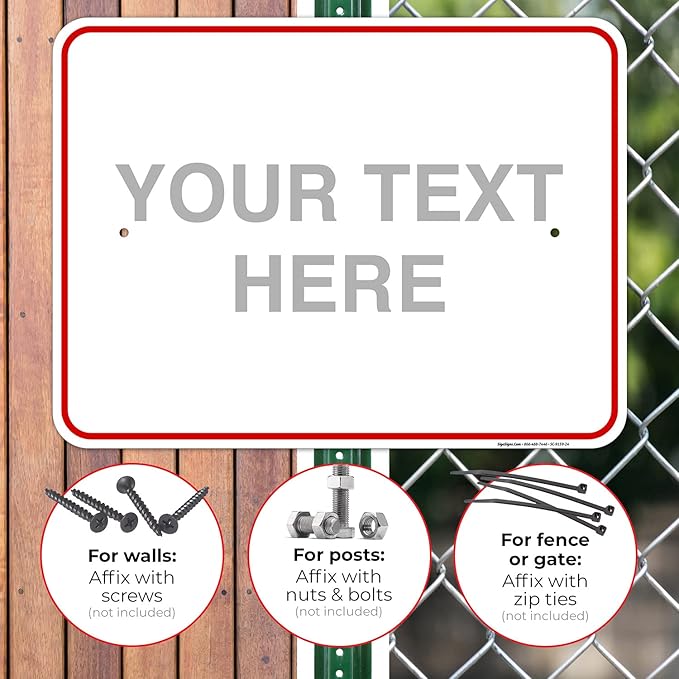 Custom Sign, Personalized Metal Signs, Customize for Office, Business, Workplace, Home, Airbnb, Delivery Red Signs, 18x24 Inches, Rust Free .063 Aluminum, Fade Resistant, Made in USA by Sigo Signs