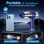 SHLNLI Mini Vacuum Cleaner, 15000PA Car Vacuum Cleaner Portable Cordless with LED Light, 4 in 1 Air Duster and Handheld Small Vacuum Rechargeable for Car, Home, Office, Pet（Blue）