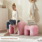 ZYKZYK Small Ottoman Set of 2 Vanity Stool Chair with Modern Ottoman Foot Rest M-Shaped Design for Bedroom Entryway Makeup Vanity Entryway (2-in-1) Pink