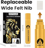 BIGTHUMB 3 Pcs Gold Jumbo Permanent Markers: 15mm Wide Tip Thick Acrylic Paint Pen Large Calligraphy Marker for Rock Painting, Poster, Sign, Canvas, Glass, Wood, Ceramic