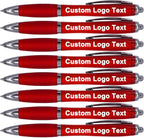 HEYZARDA Personalized Pens with Name Custom Text Logo Retractable Customized Ballpoint Pens for Church Office Business 100 Pcs, Red