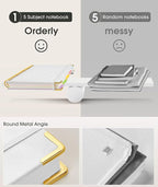 Hardcover Spiral Notebook journal with Removable Dividers Tabs, 300 Pages Leather 5 Subject Notebook College Ruled, 100GMS Notebooks for Work School Note taking,Lined Journal for Women,A5 White