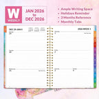 SUNEE 2026 Weekly and Monthly Planner - from January 2026 - December 2026, Daily Agenda Planner with Monthly Tab, Flexible Cover, Note Pages, Pockets, Bookmark, Spiral Binding, Marble, 6.4" x 8.3"