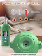 AFMAT Electric Pencil Sharpener, Fully Automatic Pencil Sharpener for Classroom, Robot Sharpeners for 7-11.5mm No.2/Jumbo/Colored Pencils, Auto in & Out, Rechargeable & Cordess, Hands-Free, PSX5,Green