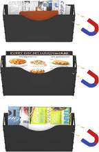 3 Pockets Magnetic File Holder for File Cabinets, Refrigerator, Whiteboard, Magnetic Paper Organizer, Magnetic Mail or Folder Holder,Magnetic Magazine Rack,Wall Mount Hanging Mail Organizer (black)