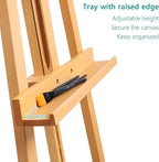 VISWIN Wooden Art Easel for Painting, Adjustable & Foldable Beech Wood Display Easel Stand for Canvas, Hold Canvas up to 43", 57''-76" H Floor Art Easel for Adults, Artists, Beginners - Natural