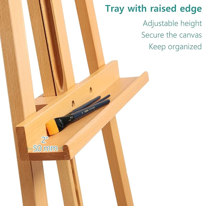 VISWIN Wooden Art Easel for Painting, Adjustable & Foldable Beech Wood Display Easel Stand for Canvas, Hold Canvas up to 43", 57''-76" H Floor Art Easel for Adults, Artists, Beginners - Natural