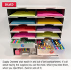 Ultimate Office TierDrop Supply Drawers Measure 9w x 12d x 2 1/4 Inches High for Desk Accessories and Supplies, Set of 2, Includes Color-Coded Finger Rings for Fast and Easy Access to Contents