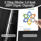 CIXILDTS 1.5-inch D Ring Binders, Fit US Letter Size Paper, 1-1/2" 3 Slant-D Ring Binder with 2 Pocekts, 12-Pack, Black