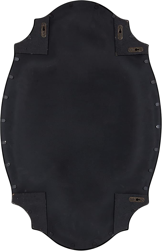 Kate and Laurel Leanna Decorative Scalloped Metal Chalkboard; 24 x 36; Silver; Framed Rounded Oval Vintage Chalkboard for Unique Display; Organization; and Decor