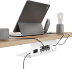 PEGZONE Under Desk Cable Management Tray, 15.7 Inches Metal Cord Organizer Rack, Desk Tray for Power Strip, Cord, Wire, Easy Mounting Cable Management Under Table for Home Office, White