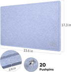 Lightomorrow Bulletin Board, 24 x 18 inches Felt Board Decorative Pin Board, Cork Board Alternative for Wall, Foldable Photo Board Self-Adhesive Vision Board with 20 Pushpins - Lavender Blue
