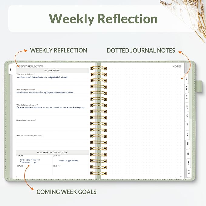 SUNEE 2026 Planner 5.9" x 8.3" – Dated Productivity Planner for Time Management - Daily,Weekly & Monthly Planner to Achieve Goals - Planner 2026 dated from January 2026 – December 2026,Grey Green