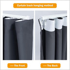 hoeflife Room Divider Curtains Blackout Floor to Ceiling Curtain with Hook Wall Mount Sliding Door Curtains Ceiling Mount Extra Wide Curtain Wall Divider for Room Separation (Grey, W100 x H120 Inch)