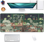 Cute Frog Desk Mat Mouse Pad,Cartoon Frog Desk Pad,Kawaii Green Desk Decor,Desk Mat for Frog Desktop,Stitched Edges Non-Slip Waterproof Rubber Base Mous Mat for Office Home Work Gaming(27.5X11.8 in)