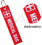 Medical Alert Tags for Bag, 2 Pcs Medical Equipment Device Luggage Id Tag Double-Sided Travel Bags Tags Reusable Red Bags Keychain Label for Backpack Luggage Suitcase Purse, Red