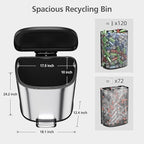50L / 13.2 Gallon D-Shaped Stainless Steel Step Trash Can, Soft-Close Lid, Removable Inner Bin, Fingerprint Resistant, Space-Saving Garbage Bin for Kitchen, Bathroom, Outdoor, Home Office, Compost