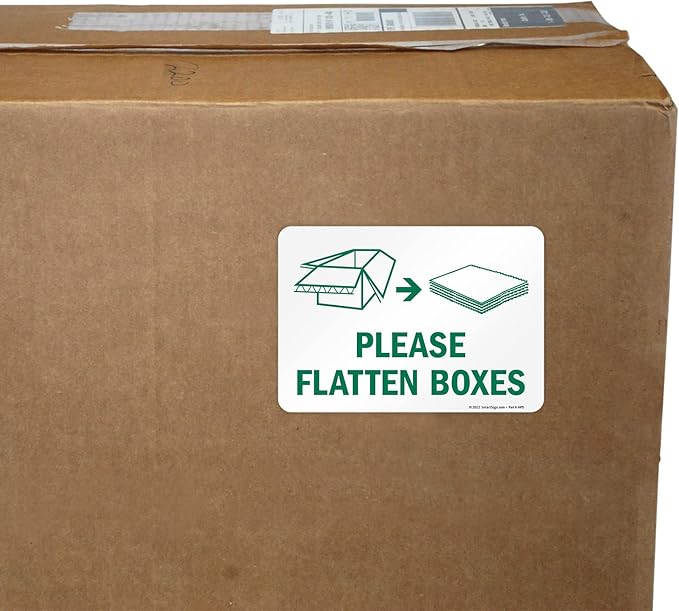 SmartSign Please Flatten Boxes Recycle Label | 7" x 10" Laminated Vinyl Sticker, Made in USA
