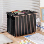 Y YOMA Plastic Extra Capacity Hanging File Folder, Letter Size, 4” Expansion, 12 Pack Black Reinforced Expanding Hanging Folders with Tabs, Heavy Duty Waterproof Accordion for Bulky Files