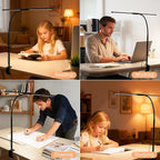 FAPEMIH Dual-Head LED Desk Lamp for Office Home, Adjustable Flexible Eye-Caring Desk Light, 5 Modes 10 Brightness Adjustment, USB Adapter Desk Lamp with Clamp-ST-B