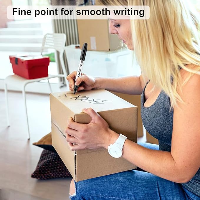 Keebor Permanent Markers Bulk, 60 Pack Black Permanent Markers, Quick Drying & Fade Resistant, Fine Point Marker Set for Wood, Plastic, Paper, Metal