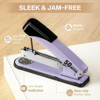 Deli Stapler Heavy Duty, Full Strip Staplers for Desk with 2000 Staples and Staple Remover, 50 Sheet Capacity, No Jam, Non-Slip Office Stapler with Staples for Office, Classroom, Purple