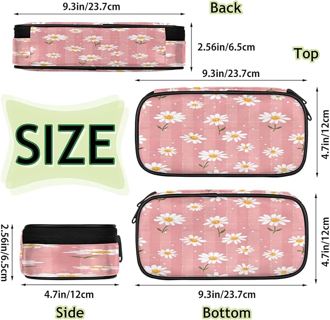 Pardick Flower Daisy Pencil Case，Big Capacity Pencil Pouch Coin Pouch Stationery Organizer For Teen School