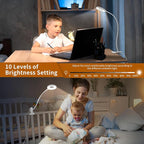iZELL Reading Light, USB Clamp Lamp for Child Reading Book in Bed at Night, LED Small Desk Lamp with Silicone Adjustable Arm Clip on Beside Table for Studying Working Drafting Sewing - 15.8‘’ White
