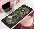 Celestial Moon Phases Art Nouveau Witch Aesthetic Green Dark Academia Mouse Pad,Non-Slip Waterproof Rubber Base Mouse Pad for Office,Computer,Keyboard,Laptop and Home Desk Pad(27.5X11.8 in)